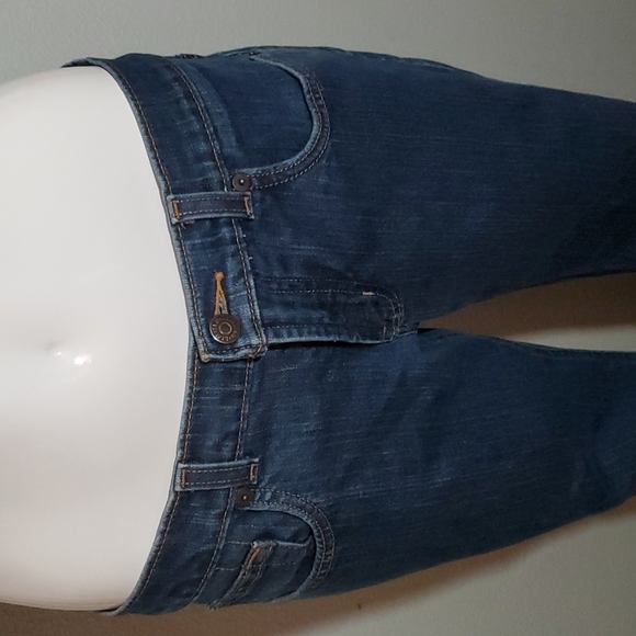 THE LIMITED Womens Long Indigo Blue 5-Pocket Mid-Rise Jeans-EUC-Sz 8L - Picture 3 of 17